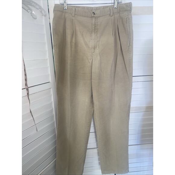 Vintage LL Bean Khaki Corduroy Pants Men’s Loose Chino Career Outdoor USA 36x34 - Picture 1 of 8